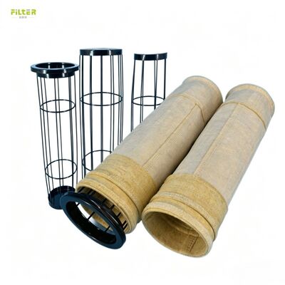 펄스 제트 먼지 수집기 용 열 내성 폴리에스터 아라미드 PPS P84 PTFE 필터 봉지